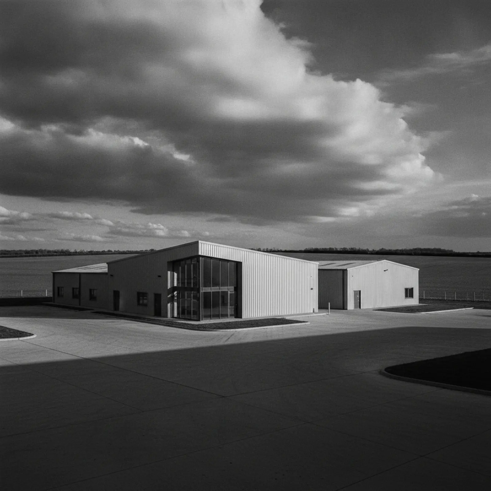 Modern light-industrial units on a business park in rural Suffolk